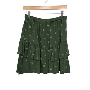 Madewell Green Daisy‎ Tiered Ruffle Mini Skirt Size Small